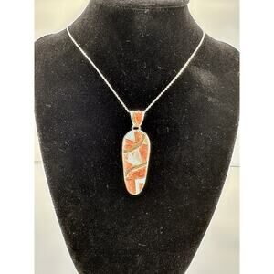 Sterling Silver Australian Opal Rhodocrosite Necklace by Calvin Begay- Navajo
